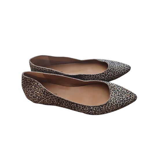 Lucky Brand Bethysa leather leopard animal print point toe flats sz 10 new - Picture 2 of 6